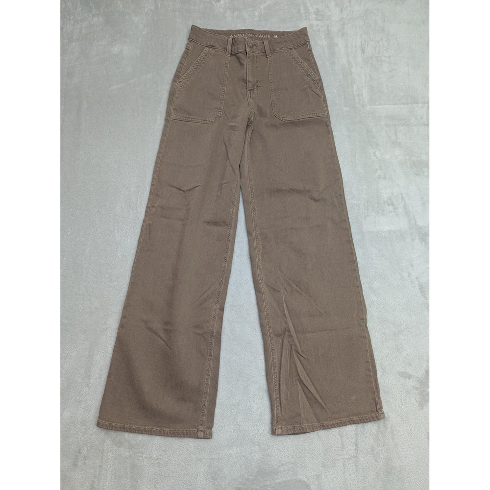 American Eagle Jeans Womens 0 Brown‎ Super High Rise Baggy Wide Leg Y2K Denim